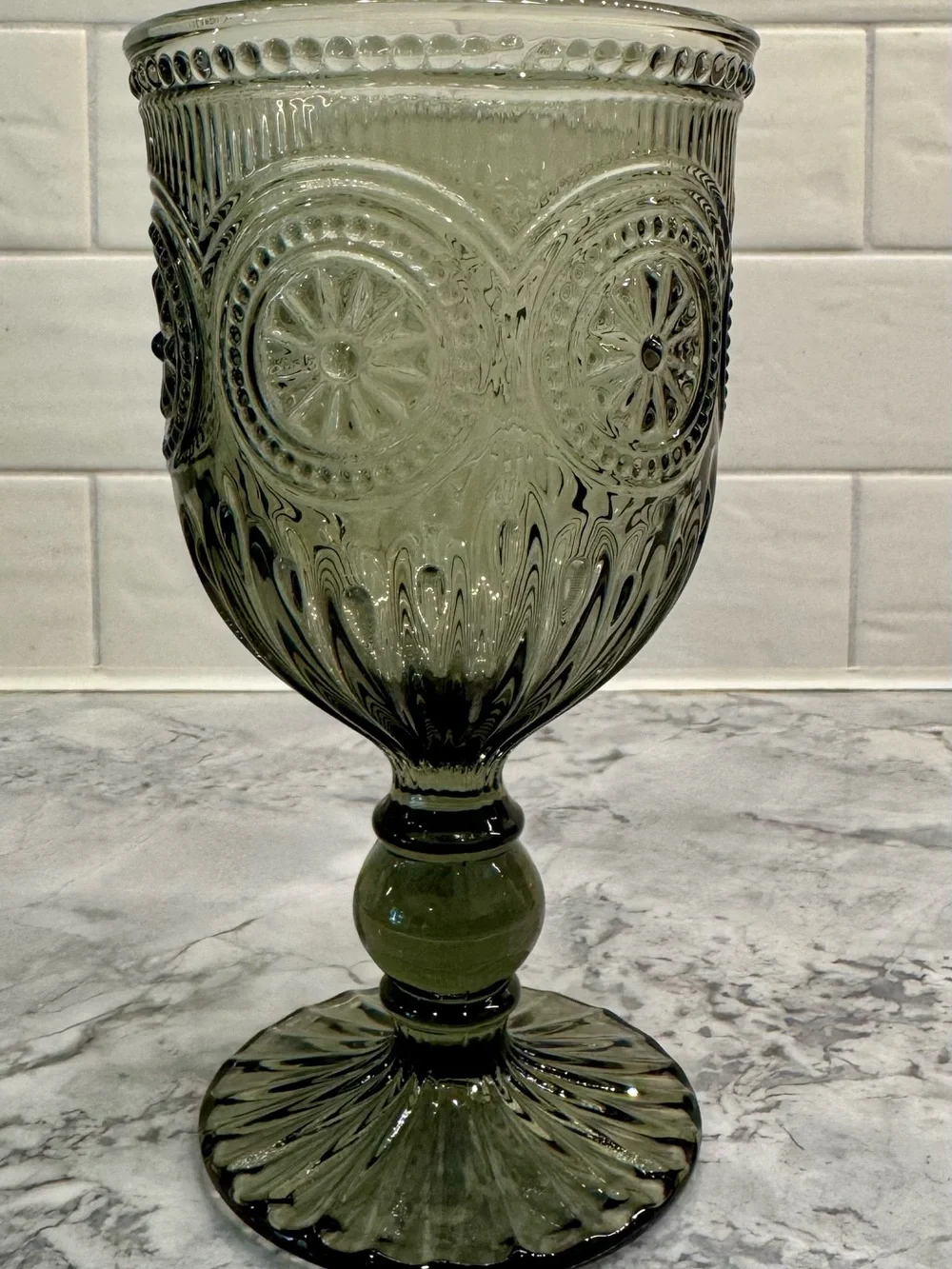 Modern Vintage-Williams Sonoma  Pressed Glass Goblets  - Set of 6